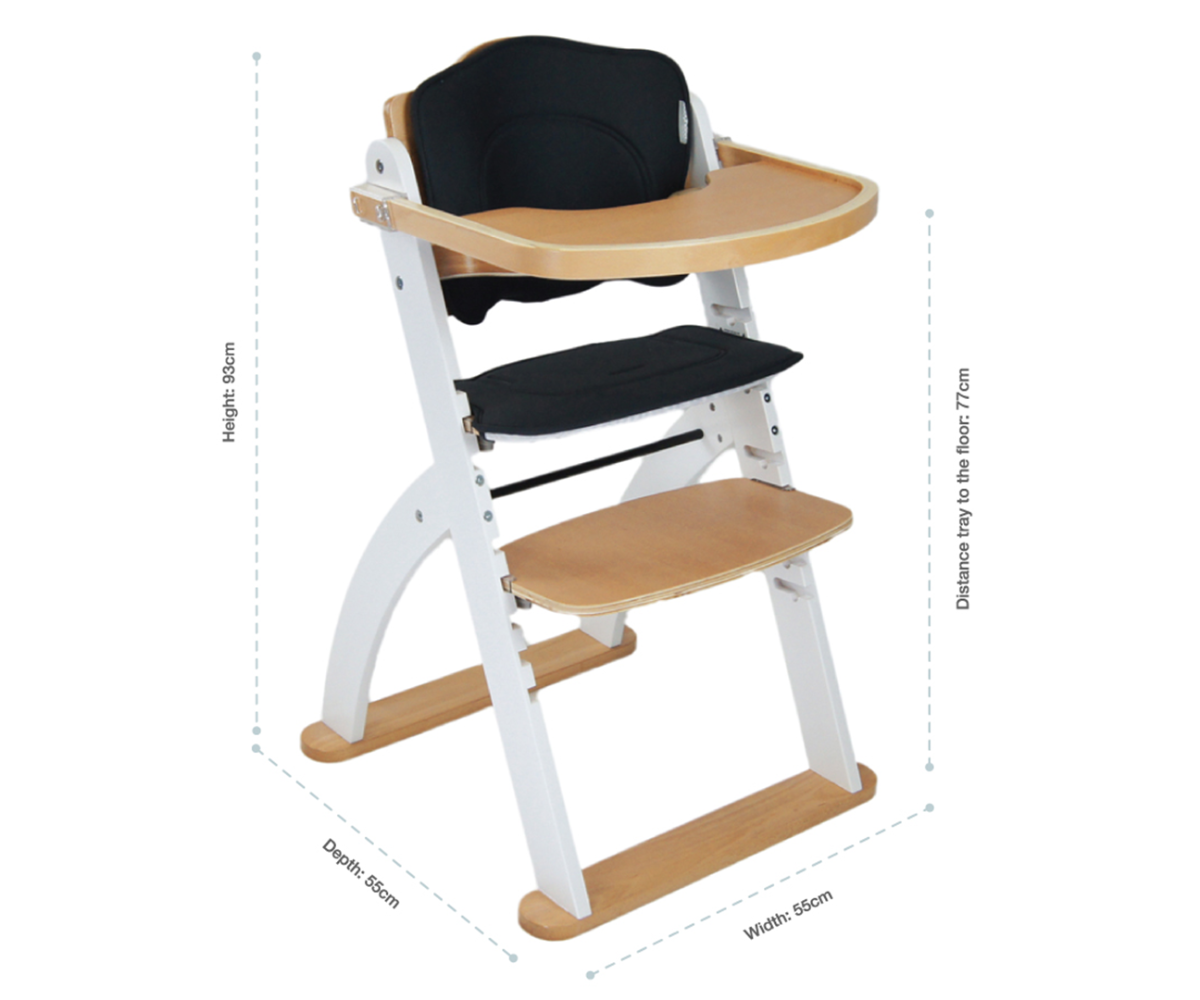 Ava High Chair- White / Beech