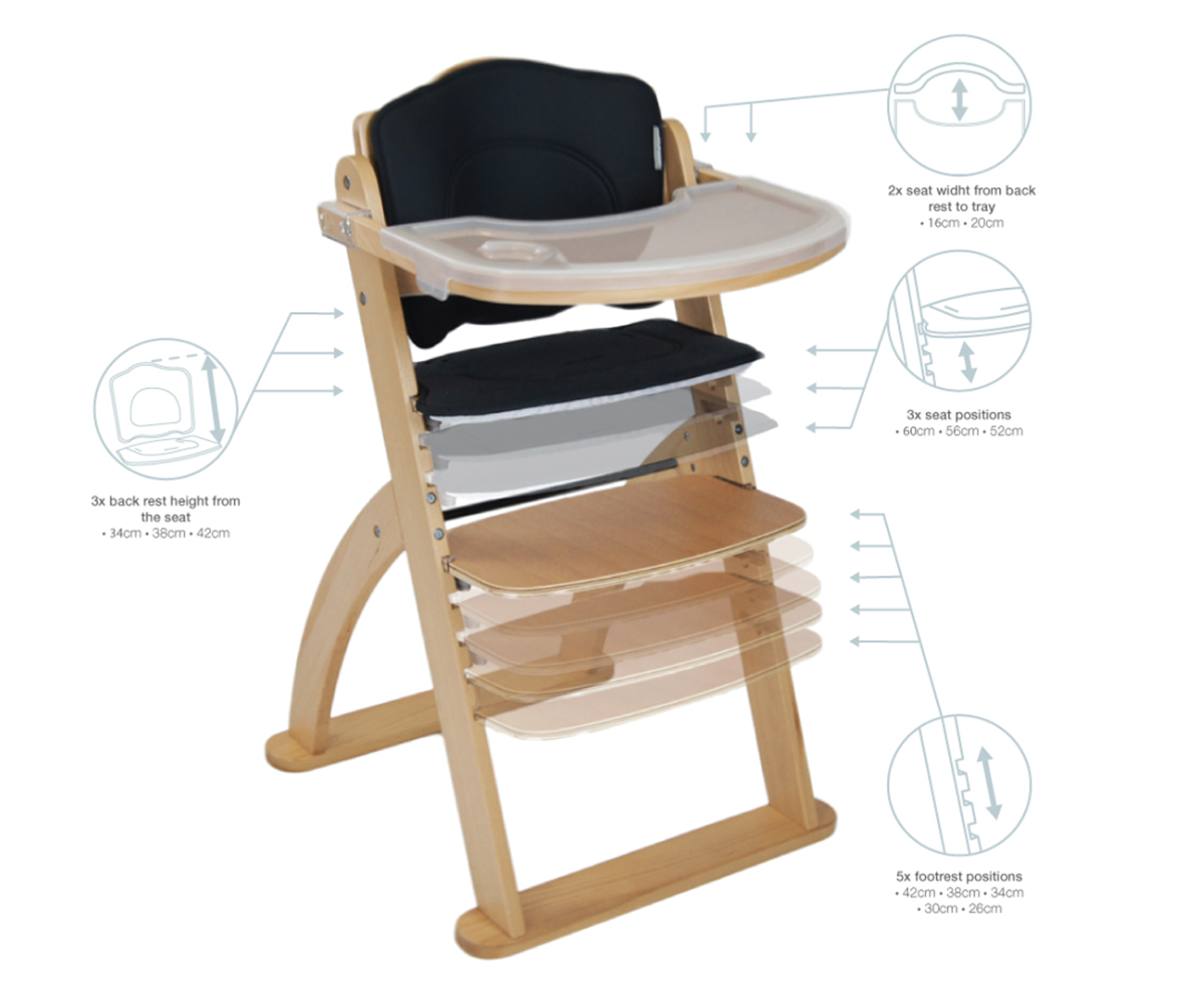 Ava High Chair- White / Beech