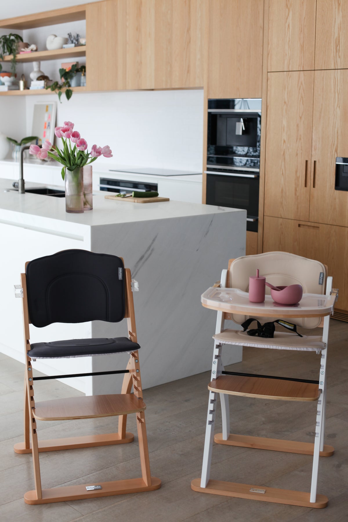 Ava High Chair- White / Beech